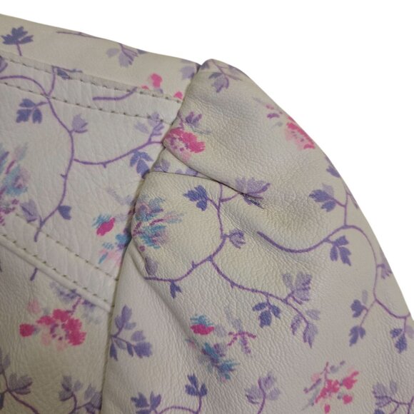 Rebecca Taylor Vine Leather Jacket Vanilla Lamb Leather Motorcycle Jacket Size 2 - Picture 6 of 9